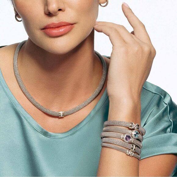 Brand New SILVER, 18K GOLD & DIAMOND POPCORN NECKLACE - Picture 2 of 3